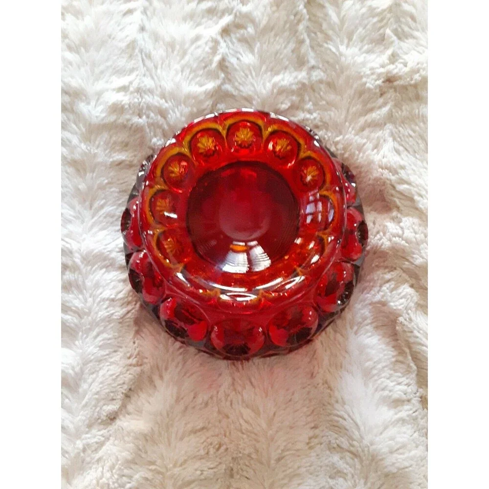 VTG LE Smith Moon And Stars Amberina Two Glass Goblets And 6 Candy Dish
